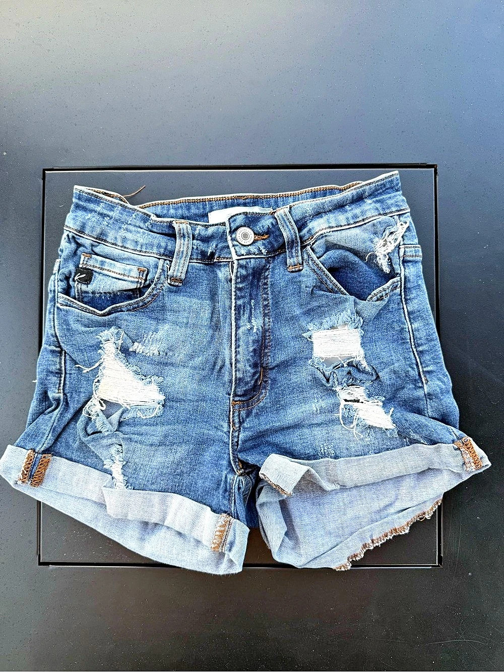 Kancan Distressed Denim Jean Shorts Blue Waist 25
